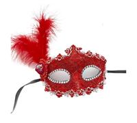Masquerade Mask Máscara de princesa con plumas y diamantes imitación, máscara media cara encaje for mujer, fiesta baile máscaras Halloween MáScara Mascarada Mujer(Color2)