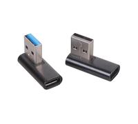 Masreoi 1 par de adaptadores de repuesto de convertidor USB A a USB C en ángulo izquierdo y derecho, transferencia de datos y dispositivos de alimentación, adaptador de repuesto para transferencia de
