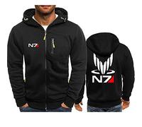 Mass Effect N7 Sudadera con Cremallera Hombre,Cosplay Abrigo De Manga Larga,Sudaderas Interior De Vellón Corto Basicas Hoodies Hombre Mujer