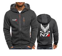Mass Effect N7 Sudadera con Cremallera Hombre,Cosplay Abrigo De Manga Larga,Sudaderas Interior De Vellón Corto Basicas Hoodies Hombre Mujer