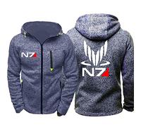 Mass Effect N7 Sudadera con Cremallera Hombre,Cosplay Abrigo De Manga Larga,Sudaderas Interior De Vellón Corto Basicas Hoodies Hombre Mujer