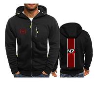 Mass Effect N7 Sudadera con Cremallera Hombre,Cosplay Abrigo De Manga Larga,Sudaderas Interior De Vellón Corto Basicas Hoodies Hombre Mujer