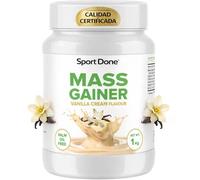 Mass Gainer Vanilla Cream Flavour | Aumento de peso y volumen muscular | Sin aceite de palma | Rápida disolución - 1KG