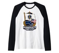 Massachusetts Stands Under One Flag Camiseta Manga Raglan