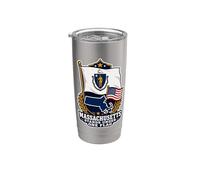 Massachusetts Stands Under One Flag Vaso térmico de acero inoxidable de doble pared