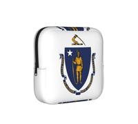 Massachusetts State Flag Print Soft Sponge Period Bag Women Tampón Pouch Resistente a las manchas Soporte para compresas sanitarias Bolsa pequeña con cremallera