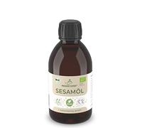 MASSAGE-EXPERT Aceite de sésamo orgánico prensado en frío y madurado, para cocina, Ayurveda, cuidado y masaje (botella de rePET de 250 ml con inyección)