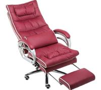 Massage Office Chair with Lumbar Support Pillow Adjustable Tilt Function and Extended Footrest Ergonomic Gaming Desk Chair with Comfortable Padding for Home Office and Study(Rouge)
