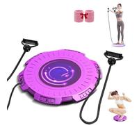 Massage Waist Twisting Board with Pull Rope, Waist Twisting for Belly Fat, with 2 Tension Ropes, for Male and Female Core Training (Purple)