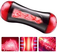 Mãssãggiãtôrę Mstrbtőrę Hombre, Realista, con Mødø de Cålentåmientø Døble Cåbezå 3D Bløwjøb Cup Tåzå X Tõy måsturbådor A/red/24cm/9.4in