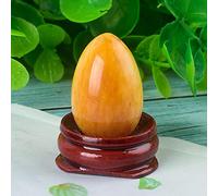 Massaggiatore Yoni Eggs non forato in giada gialla naturale - 30x20mm