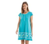 MASSANA Camisón de Algodón para Mujer L257218, Manga Corta, Diseño Estampado, Color Turquesa (Verde, 3XL)