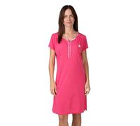 MASSANA Camisón de Verano para Mujer L267223, Color Fucsia, 50% Poliéster 50% Viscosa, Manga Corta, Escote Redondo con Botones, Bordado Floral (XL)