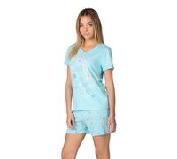 MASSANA Pijama Corto de Verano para Mujer P261209, Turquesa, 50% Algodón 50% Modal, Verano, Estampado Mariquitas (FR/ES, Letras, XL, Regular, Regular)