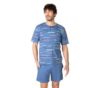 MASSANA Pijama Corto para Hombre P261302, Algodón 100%, Estampado Gráfico, Azul o Naranja, Manga Corta, Verano (FR/ES, Letras, L, Regular, Regular, Azul)