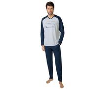 MASSANA Pijama de Invierno para Hombre, 50% Algodón 50% Poliéster, Manga Larga con Cuello Redondo, Varios Modelos a Elegir (FR/ES, Letras, M, Regular, Regular, Gris)