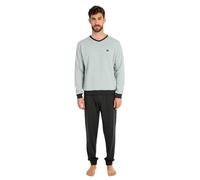 MASSANA Pijama de Invierno para Hombre P741338,Punto Doble Cara, Gris, Camiseta de Cuello Pico,Pantalón con Puños (FR/ES, Letras, M, Regular, Regular, Gris)