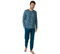 MASSANA Pijama de Invierno para Hombre P751303, Manga Larga, 100% Algodón, Varios Diseños a Escoger (FR/ES, Letras, L, Regular, Regular, Azul 1)