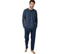 MASSANA Pijama de Invierno para Hombre P751311, 50% Algodón 50% Poliéster, Manga Larga con Cuello Redondo, Varios Modelos a Elegir (FR/ES, Letras, M, Regular, Regular, Marino)