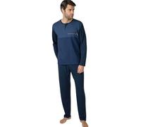 MASSANA Pijama de Invierno para Hombre P751317, 50% Algodón 50% Poliéster, Manga Larga con Cuello Redondo, Varios Modelos a Elegir (FR/ES, Letras, XL, Regular, Regular, Azul)