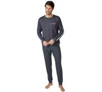 MASSANA Pijama de Invierno para Hombre P751318, Conjunto de 2 Piezas, Camiseta Manga Larga con Diseño Explore y Pantalón Largo, Gris Marengo (FR/ES, Letras, L, Regular, Regular)