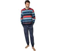 MASSANA Pijama de Invierno para Hombre P751321, Manga Larga, 80% Algodón 20% Poliéster, Conjunto de 2 Piezas, Azul/Marino (FR/ES, Letras, M, Regular, Regular, Azul)