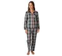MASSANA Pijama de Invierno para Mujer P751210, Conjunto de Cuadros Negro, Rojo y Verde, Manga Larga, 50% Algodón 50% Viscosa (FR/ES, Letras, L, Regular, Regular)