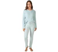 MASSANA Pijama de Mujer para Invierno P751250, Conjunto de 2 Piezas, Manga Larga con Estampado y Pantalón Liso (FR/ES, Letras, XL, Regular, Regular)