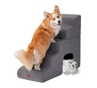 MASSFU Rampa curvada para perros para camas altas de 28.7 pulgadas de alto, escalones de 5 escalones para perros y gatos pequeños, escaleras para mascotas para subir en cama alta, escalón
