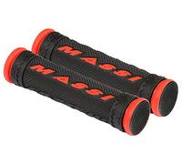 Massi Double Density Juego de puños para Bicicleta Doble Densidad, Negro/Rojo, Unisex Adulto