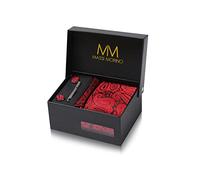 Massi Morino Corbatas de hombre Paisley Rojo y pañuelos con gemelos, clip de corbata set - Paisley Encarnado Accesorio traje de hombre modernas para boda