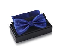 Massi Morino Pajarita azul real con pañuelo de bolsillo para hombre Set - pajarita de traje para boda - lazo ajustable en azul