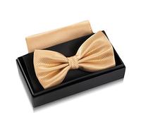 Massi Morino Pajarita beige con pañuelo de bolsillo para hombre Set - pajarita de traje para boda - lazo ajustable en color champán