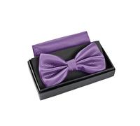 Massi Morino Pajarita color lavanda con pañuelo de bolsillo para hombre Set - pajarita de traje para boda - lazo ajustable en lila
