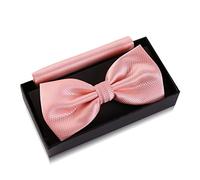 Massi Morino Pajarita color salmón con pañuelo de bolsillo para hombre Set - pajarita de traje para boda - lazo ajustable en rosa