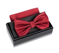 Massi Morino Pajarita color vino tinto con pañuelo de bolsillo para hombre Set - pajarita de traje para boda - lazo ajustable en burdeos