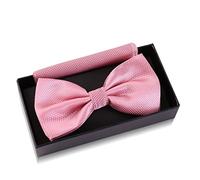 Massi Morino Pajarita rosa antiguo con pañuelo de bolsillo para hombre Set - pajarita de traje para boda - lazo ajustable en rosa