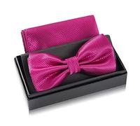 Massi Morino Pajarita rosa con pañuelo de bolsillo para hombre Set - pajarita de traje para boda - lazo ajustable en rosa