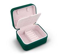 Massido Joyero de viaje pequeño para joyas, organizador, portátil, 11 x 9,5 x 6,2 cm, color verde