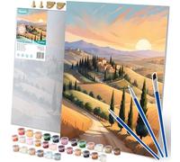 Massido Juego de pintura por números, 40 x 50 cm, con 3 pinceles, 30 colores, ganchos paisajísticos