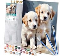 Massido Juego de pintura por números, 40 x 50 cm, con 3 pinceles, 30 colores, ganchos para perros