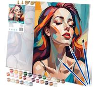 Massido Pintura por números 40 x 50 cm Set con 3 pinceles 30 colores gancho retrato 2