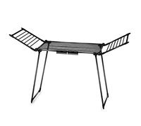 Massido Tendedero Extensible, Ahorra Espacio, Secadora de alas de Ropa, Soporte Estable con pies Antideslizantes, Superficie de Secado 19 m, Debora Negro, 174 x 61 x 108 cm