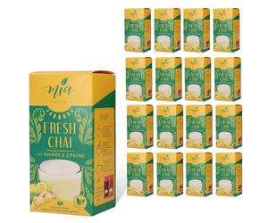 MASSIMO MIA Fresh Chai Jengibre y Limón Té con leche en polvo, 16 unidades (10 palos x 25 g), fácil preparación, soluble, 160 tazas, paquete de almacenamiento