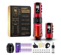 Mast Tattoo Flip4 Pro - Kit de máquina de tatuaje inalámbrica con 2 baterías para 15 horas de trabajo, 7 tiempos ajustables, 2,5-4,5 mm, suministro completo