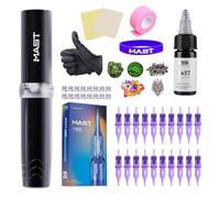 Mast Tattoo Kit P10 Pro Pluma Máquina de Tatuaje Inalámbrica 2-10V Ajustable Agujas de Tatuaje Profesionales Cartuchos Tinta Negra para Cejas Delineador de Ojos Labios y Trabajos Fine Line Negro