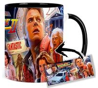 MasTazas Back To The Future II Michael J. Fox Christopher Lloyd Thomas F Wilson Taza Interior y Asa Negra Ceramica Mug
