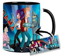 MasTazas Futurama Bender Philip J. Fry Turanga Leela Zapp Brannigan Taza Interior y Asa Negra Ceramica Mug
