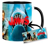 MasTazas Jaws Roy Scheider Richard Dreyfuss Robert Shaw Taza Ceramica Interior y Asa Negra