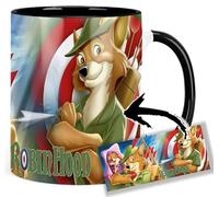 MasTazas Robin Hood Taza Interior y Asa Negra Ceramica Mug